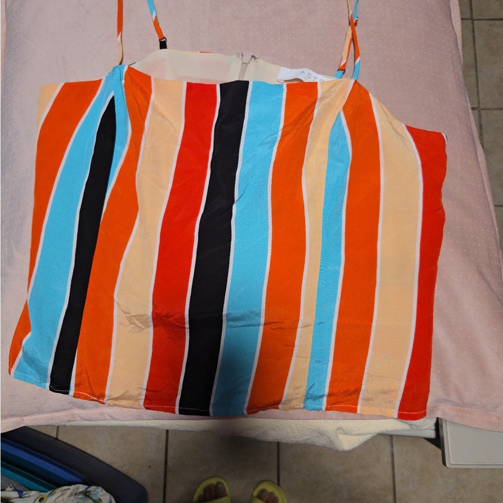 Astr Multicolor Striped Sleeveless Top